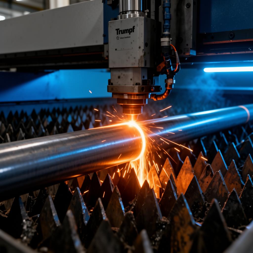 Trumpf Tube Laser 7000 tăind un tub de oțel